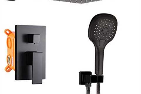 POP SANITARYWARE Shower Faucet Set with Tub Spout Matte Black Bathroom Rainfall 10 Inch Shower Head ..