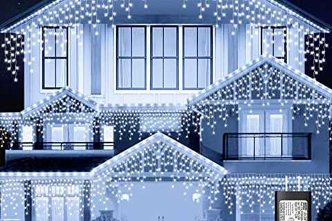 Christmas Decorations Lights Outdoor, 29.8ft 360 LED Christmas Icicle Lights, 8 Modes Christmas..