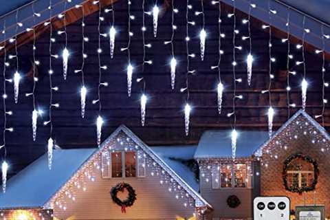Icicle Lights Outdoor, 33 FT 400 LED Christmas Lights with 60 Drops, Waterproof Connectable Icicle..
