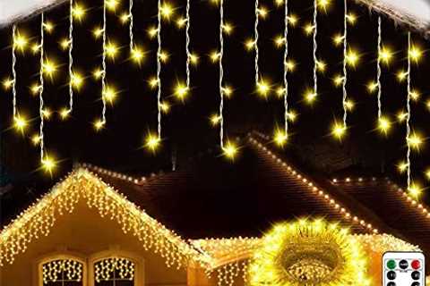 33ft Icicle Christmas Lights Outdoor, KIKO 10m 400 LED 8 Modes Curtain Fairy Lights with 80 Drops..