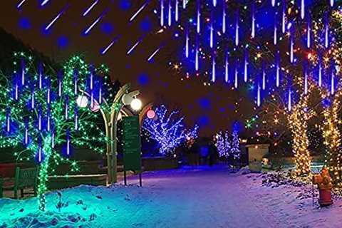 Icicle Christmas Lights Outdoor, Kwaiffeo Falling Rain Lights Meteor Shower Lights, 12 inch 8 Tube..
