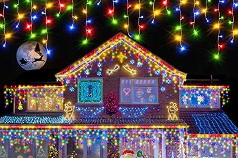 Ollny Icicle Christmas Lights Outdoor-720LED 60FT Multicolored Fairy String Lights-8 Modes..