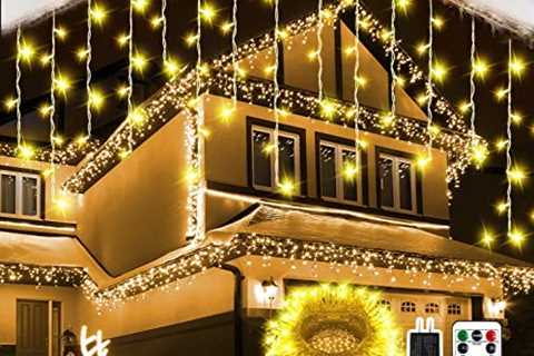 KIKO 66ft Icicle Christmas Lights Outdoor Decorations, 20m 800 LED Yard Led Christmas Curtain..