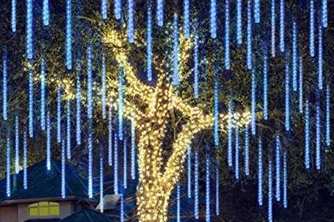 Joiedomi Christmas Meteor Shower Lights Falling Rain Drop Icicle String Lights 540 LEDs 10 Tube..