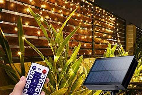 echosari Solar Net Mesh Lights with Remote, 11.8Ft x 4.9Ft 360 LED Fence String Light, IP65 Outdoor ..