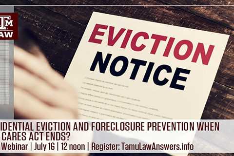 Residential Eviction and Foreclosure Prevention after the CARES Act
