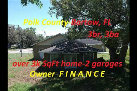 Polk County/Bartow Florida unique property with 3br, 3ba and over 3k SqFt heated. Owner will finance