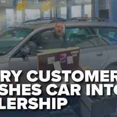 Sandy dealership responds after angry customer crashes car through showroom